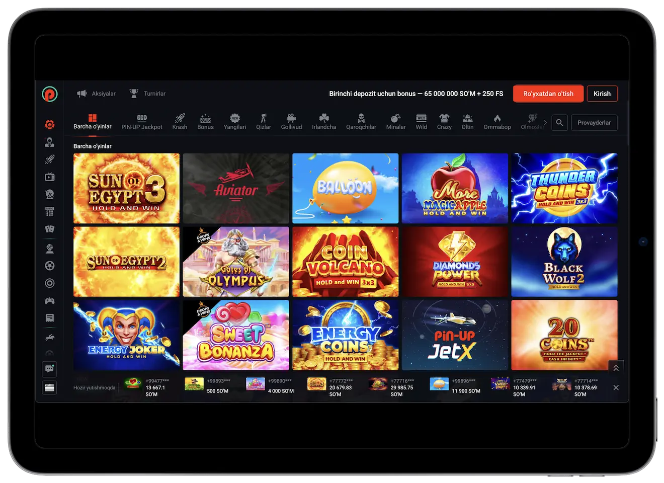 Pin Up kazinosidagi o‘yin avtomatlari